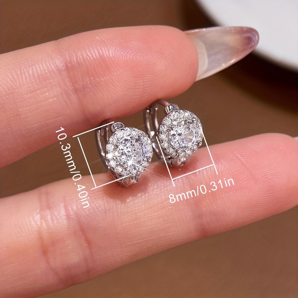 Exquisite Shiny Round Halo Hoop Earrings, Gift for Her