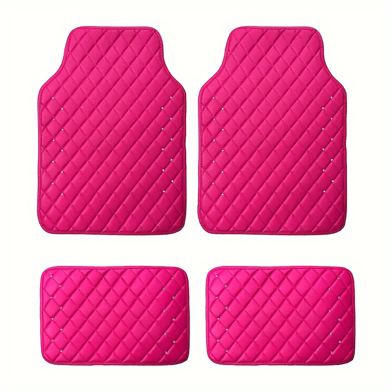 

4 Pieces Of Women's Pink Sparkling Car Mats, Sparkling Diamond Floor Mats, Crystal Rhinestones, Sparkling Carpets, Anti Slip And Waterproof Mats Suitable For Suvs, Sedans, And