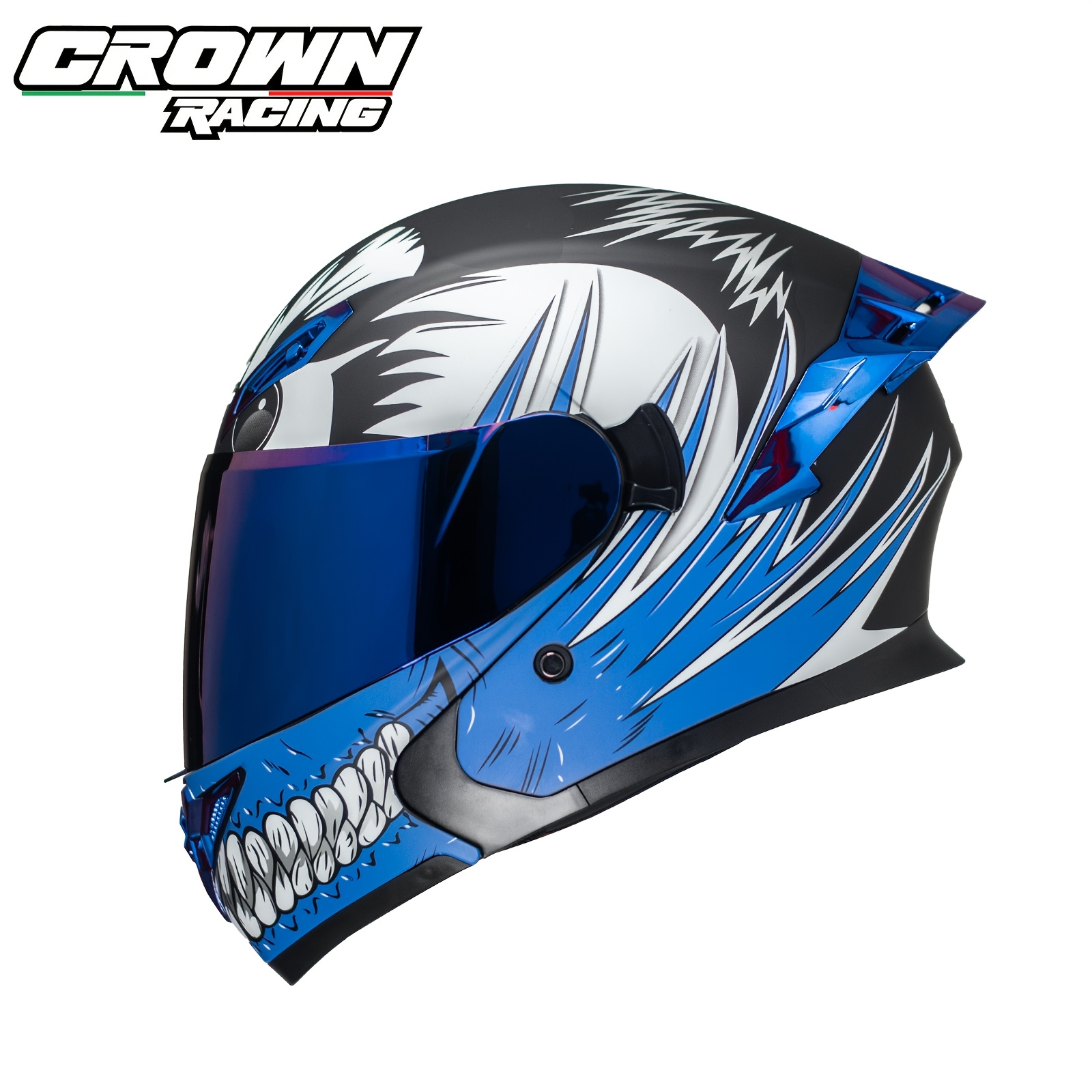 Racing Motorcycle Helmet with Dual Visor, Flip-Up Modular Open ABS  Material Black Purple Graphic Print, High Visibility