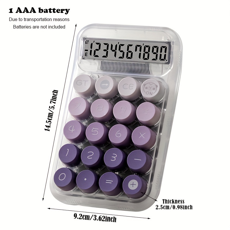 Transparent Cute Calculator 10 digit Big Buttons Office - Temu