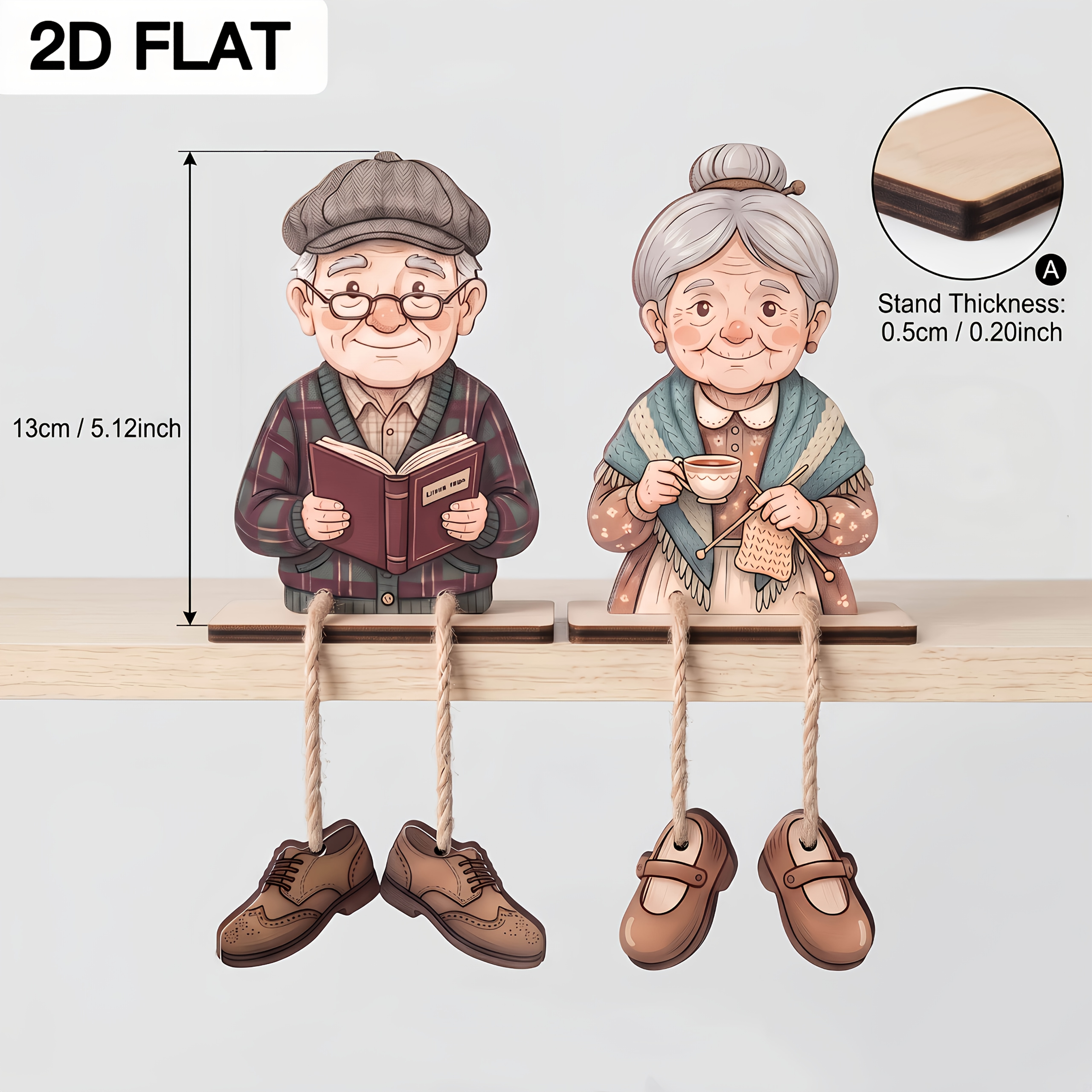 TEMU 2 piezas de adornos de madera para mesa con ancianas, decoración retro acogedora, decoración rústica para el hogar, regalo para , regalo de