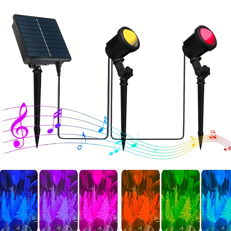 TEMU 2pcs Color Changing Solar Spot Lights Outdoor, Rgb Multicolor Landscape Lighting With 16 Million , Auto For Yard, Tree, Pathway, And Flood -