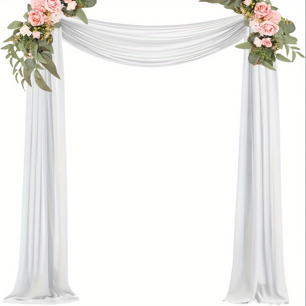 

1pc 72cm*500cm Chiffon Table Flag Valance, Wedding Arch Cloth Curtain, Chiffon Fabric Tulle Curtain For Wedding Ceremony, Engagement Party, Bridal Party Decoration, Background Cloth