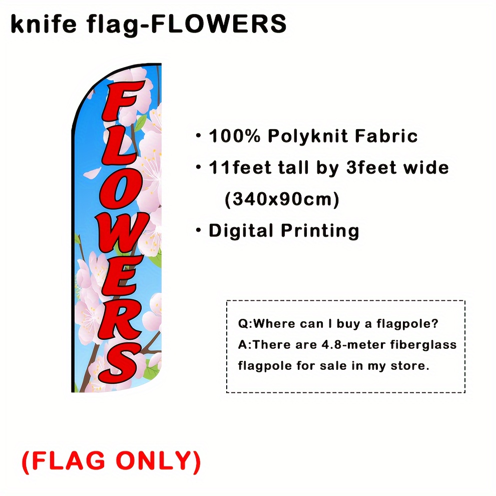 

1pc, Knife Flag, Used In , Size 90x340cm/3x11ft, Material Is 110g/m2 By Braided Cloth, With Digital Printing Craft, Suitable For Multiple Business Event , This Product Does Not Flagpole