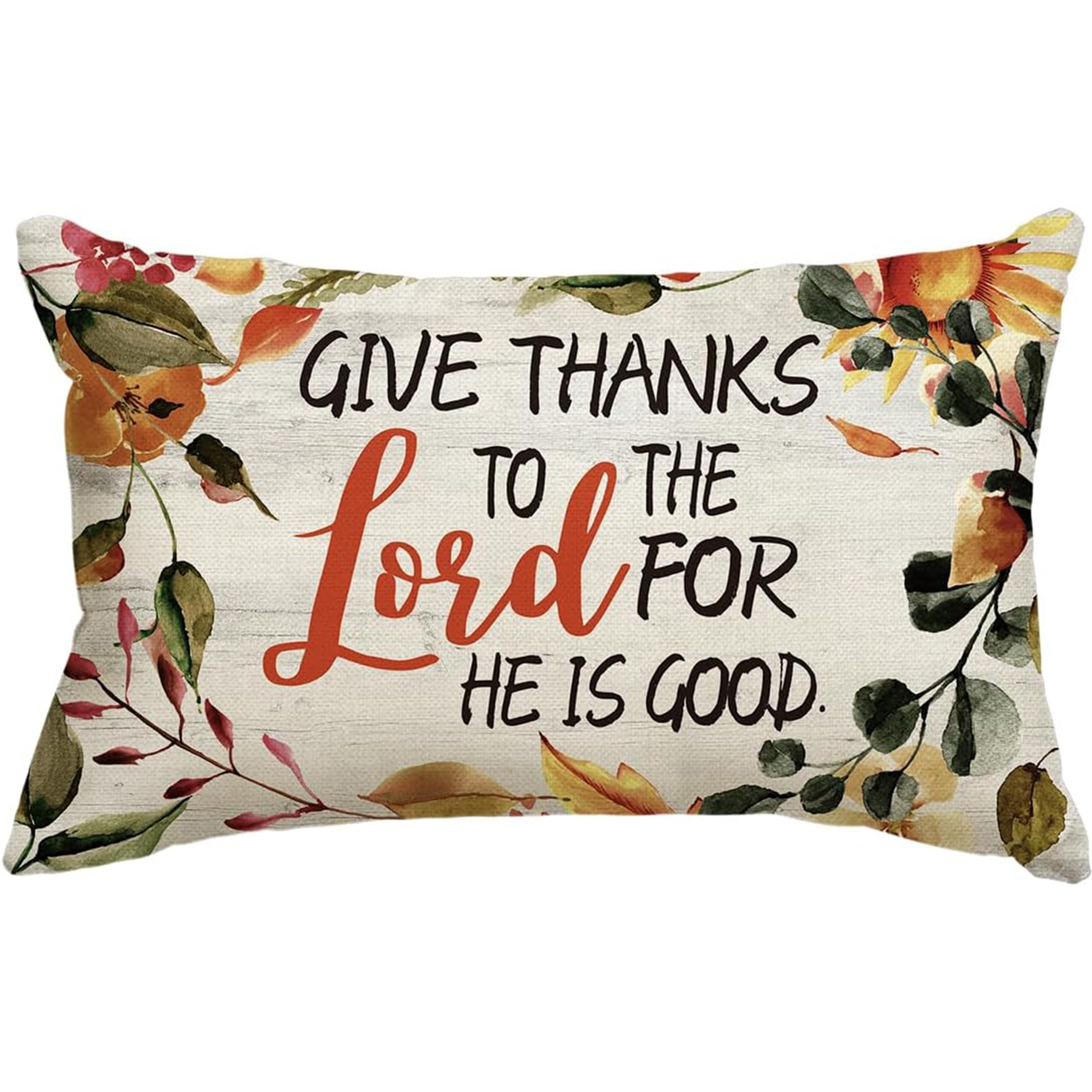 

Contemporary Linen Throw Pillow Cover 12x20 Inch - Machine Washable, Zippered, Woven Cushion Case With Thanksgiving For Various Room Types - 1pc, Give Thanks To The (single Side, No Pillow Core)