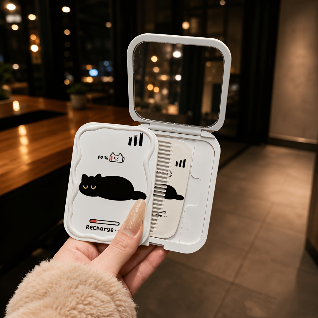 Cat Folding Makeup Mirror, Portable Mini Handheld Design