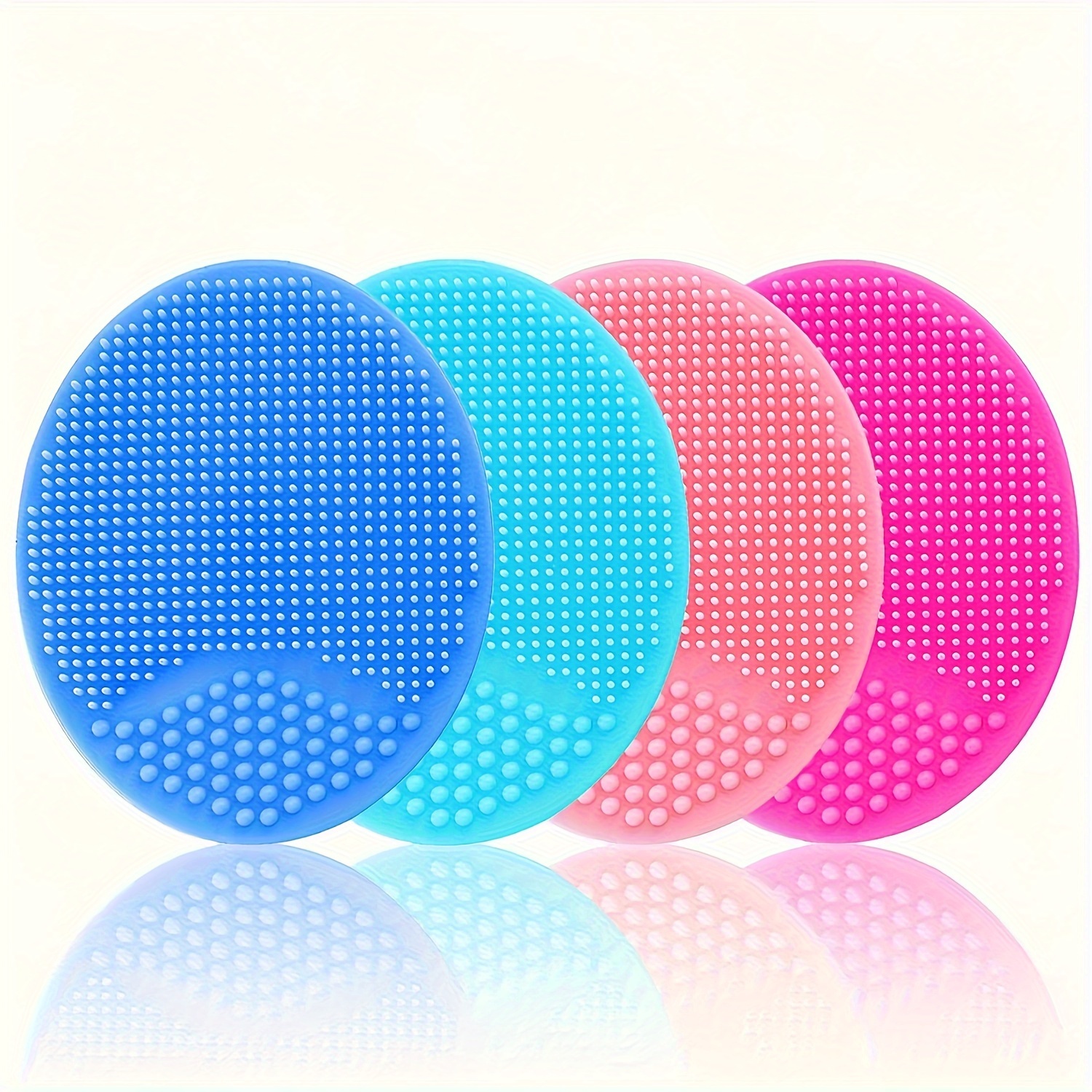 Image of 4pcs Soft Silicone Facial Cleansing Brushes - Fragrance-free, Deep Exfoliation & Pore Cleaning For -prone , Essential Care Accessories