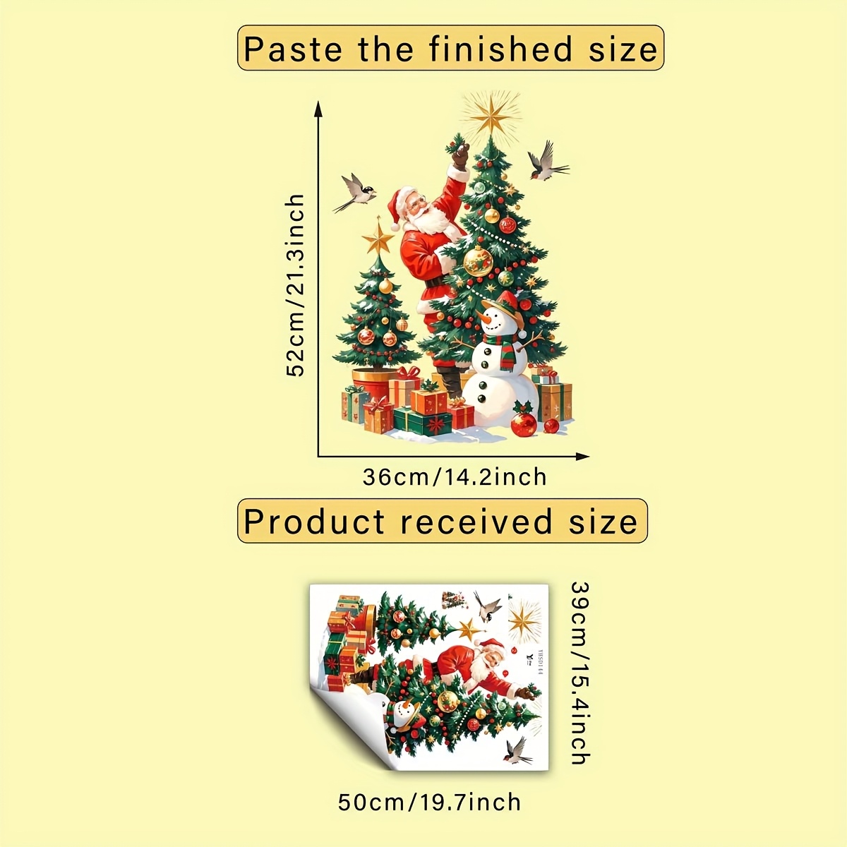 TEMU 1pc Christmas Santa Claus Christmas Tree Snowman Gift Ball Window Stickers Creative Self-adhesive Removable Double-sided Visual Pvc Glass
