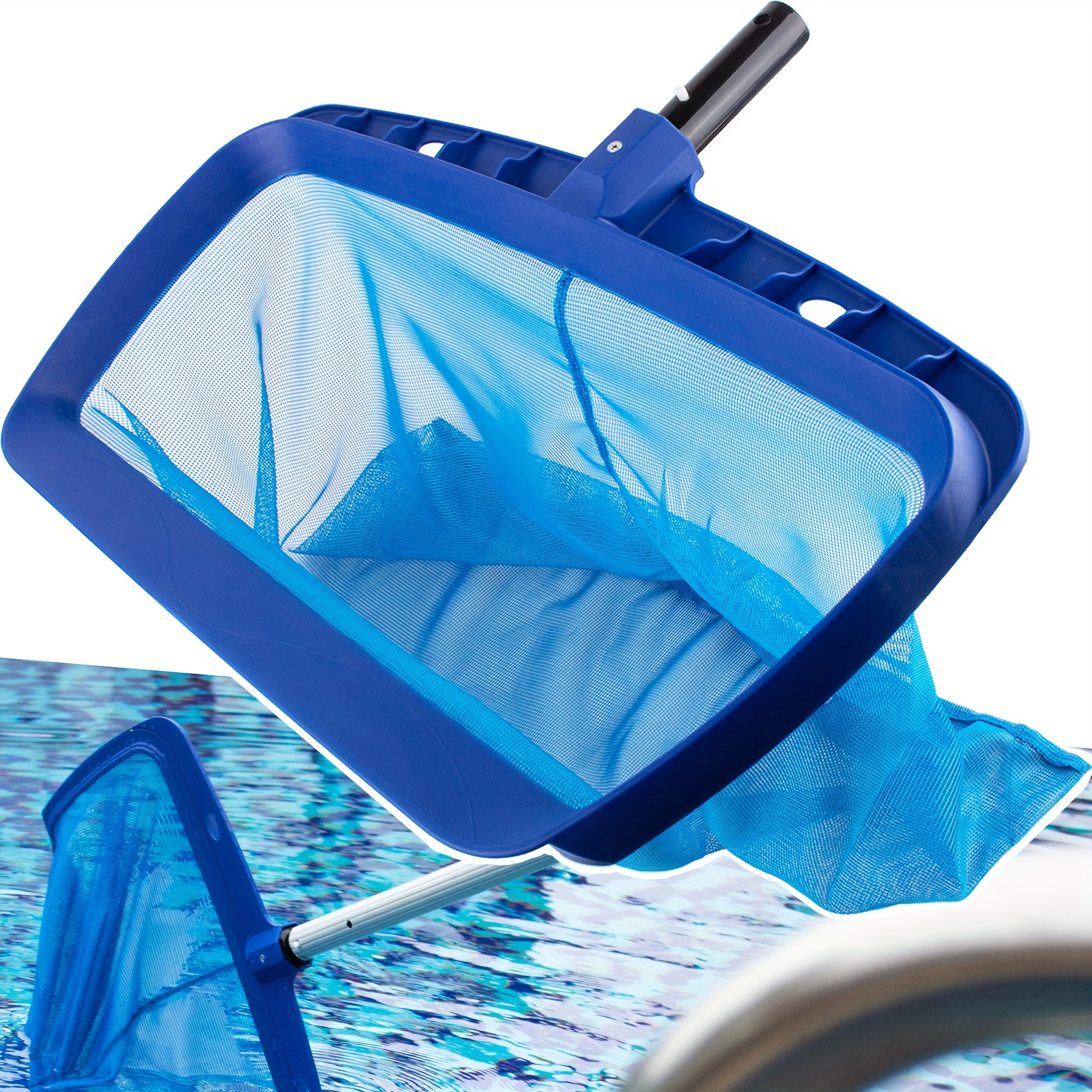 

20x15.7x11.8inch Blue Swimming Pool Skimming Net, Blue Cleaning Tool With Deep Fine Nylon Mesh Bag - Quick To Clean, Easy To Shovel , Remove (rodless)