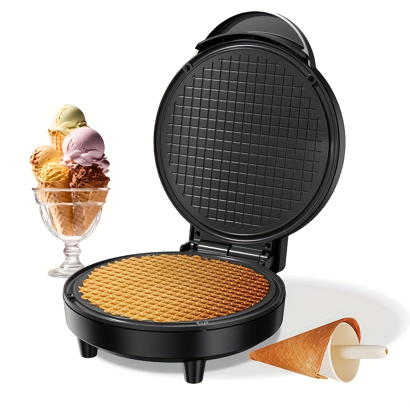 TEMU Machine à Cornets Gaufrés avec Protection contre la Surchauffe, Machine à Cornets de Crème Glacée de 6,8", Fer à Électrique Antiadhésif pour