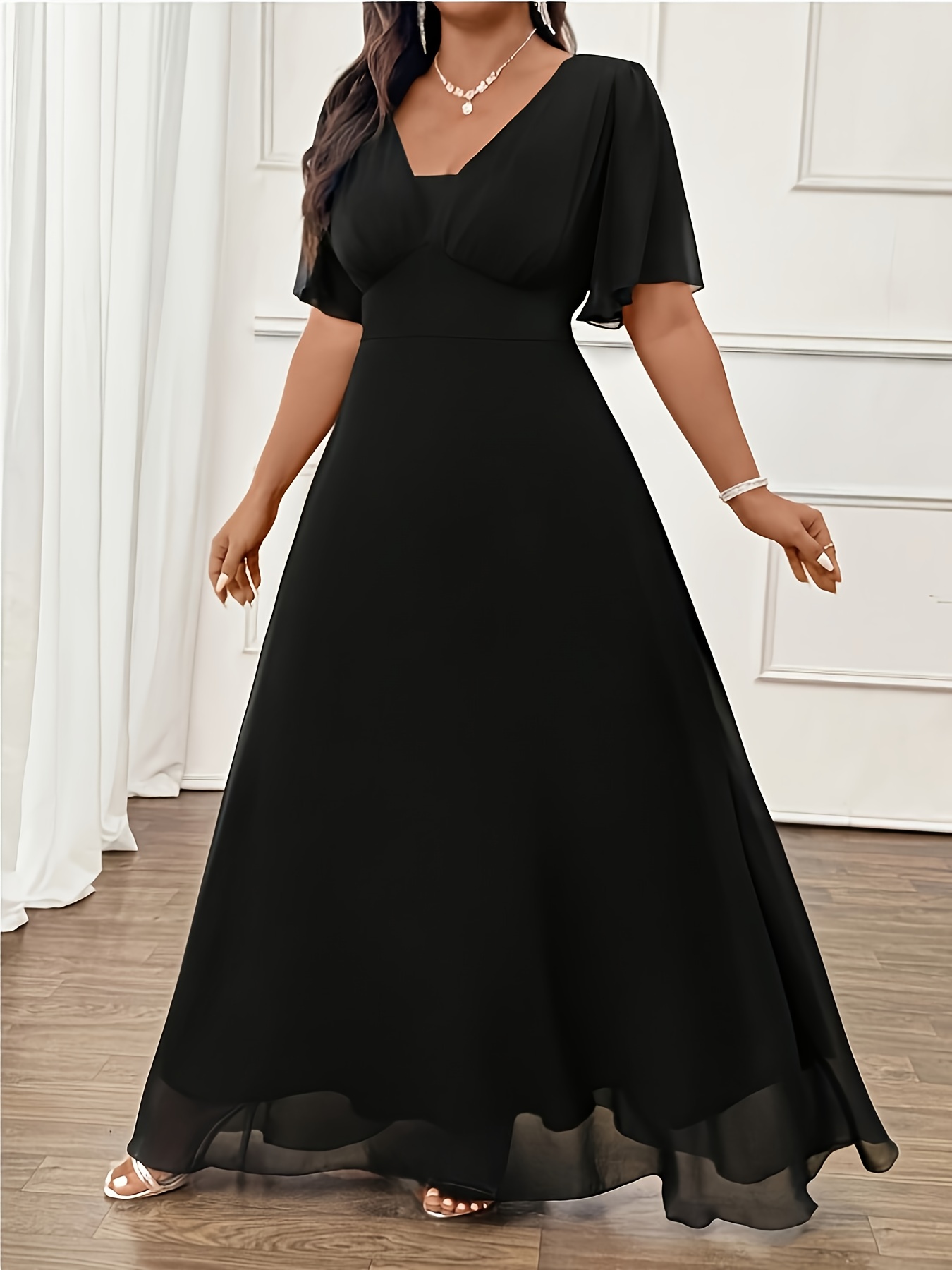baby blue summer dress European Summer Maxi Slit Dress-Baby Blue