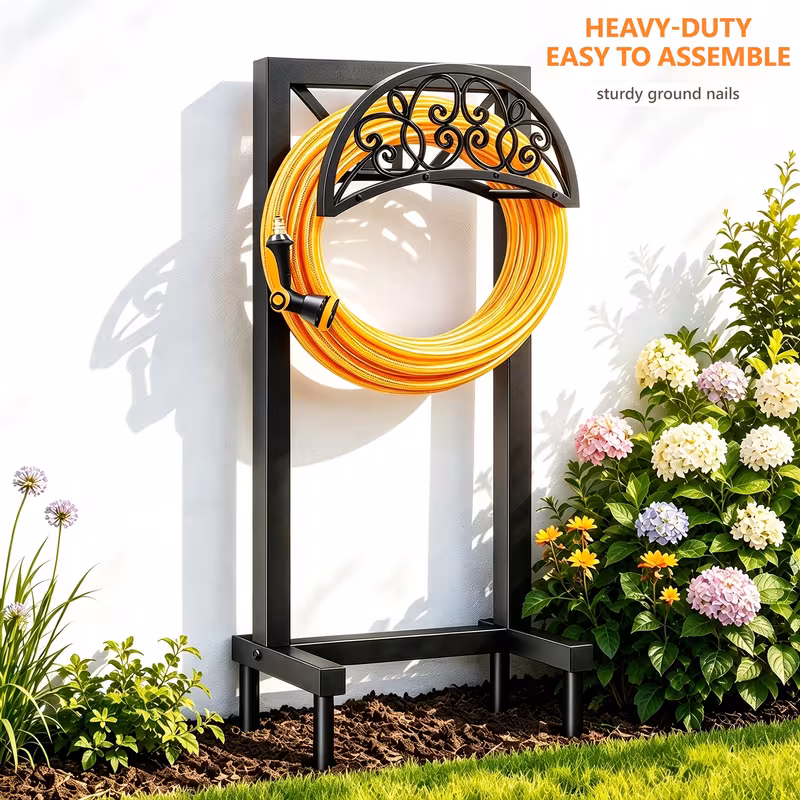 heavy duty metal garden hose holder freestanding outdoor