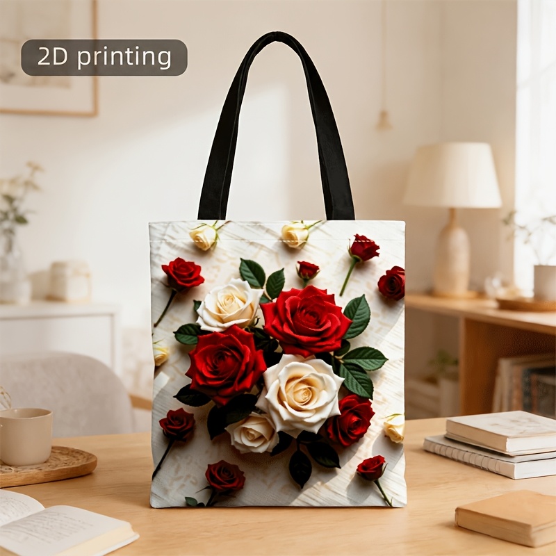 TEMU 1 Crossbody And Handbag Suitable For Men And Women, 3d-visual Rose Print Unisex Tote Crossbody Bag For Daily &