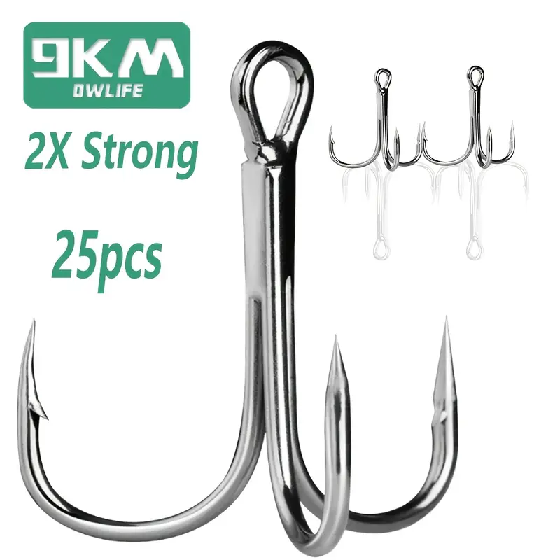 9km 25pcs Fishing Treble Hooks 2* Triple Hook Lure Hook High Carbon Steel for Saltwater & Freshwater 9km 25pcs Fishing Treble Hooks 2* Triple Hook Lure Hook High Carbon Steel for Saltwater & Freshwater