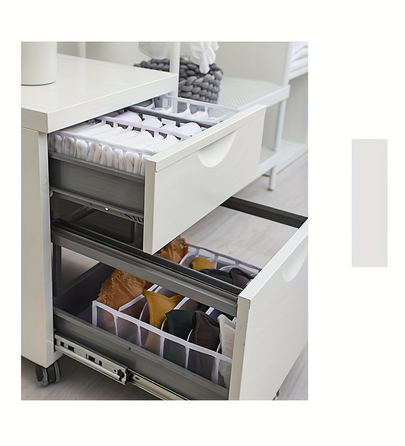 3pcs set foldable fabric storage bins multi compartment drawer organizers for underwear socks accessories   dorms   details 14