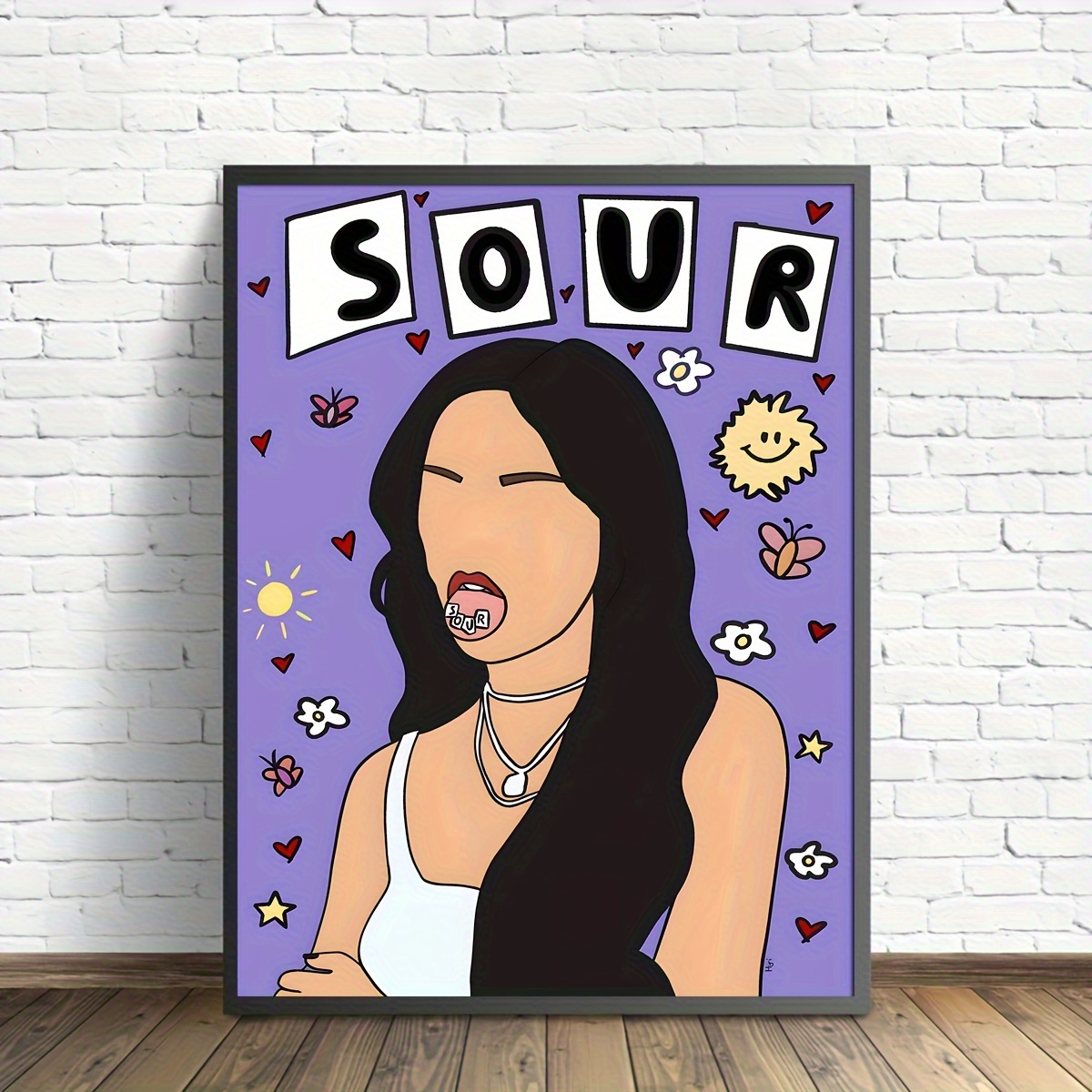 

1pc Unframed Canvas Poster, "sour" Album Cover Painting, Canvas Wall Art, Artwork Wall Painting For Gift, Bedroom, Office, Living Room, Cafe, Bar, Wall Decor, Home And Dormitory Decoration