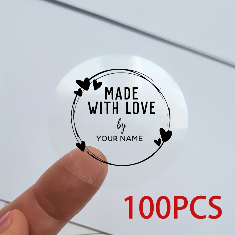 Image of 100 Personalized Transparent Stickers, Love Stickers, For Handmade Wedding Gifts, Holiday Party Gifts
