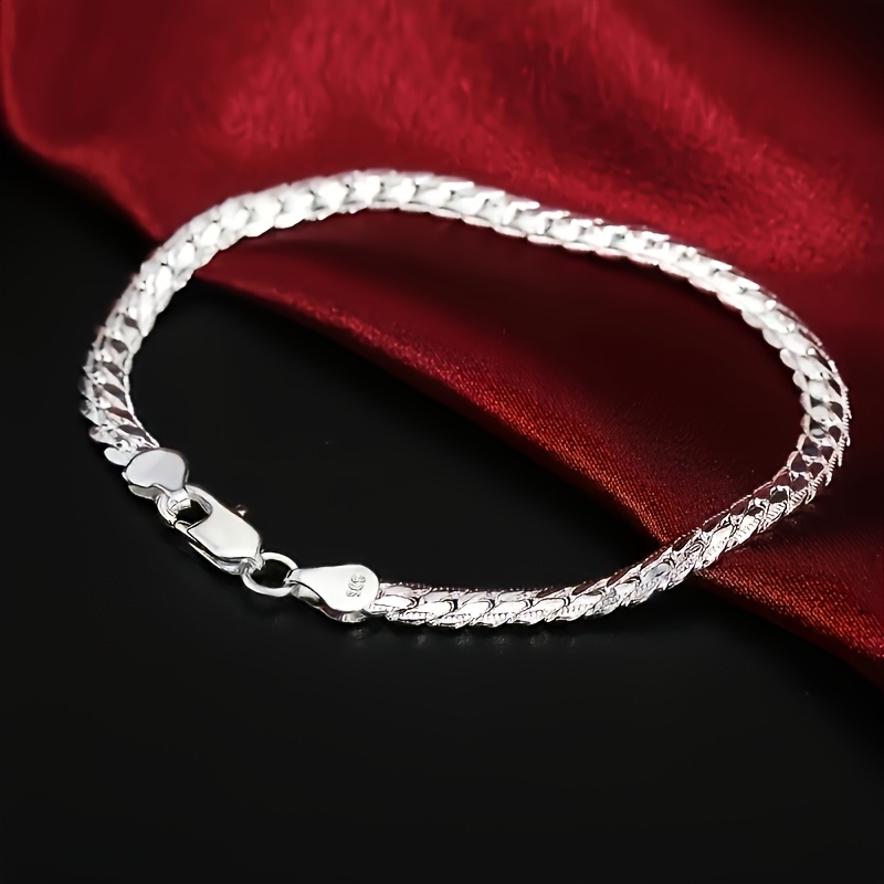 5pcs 925 Silver Plated Bracelets Set, Perfect Gift