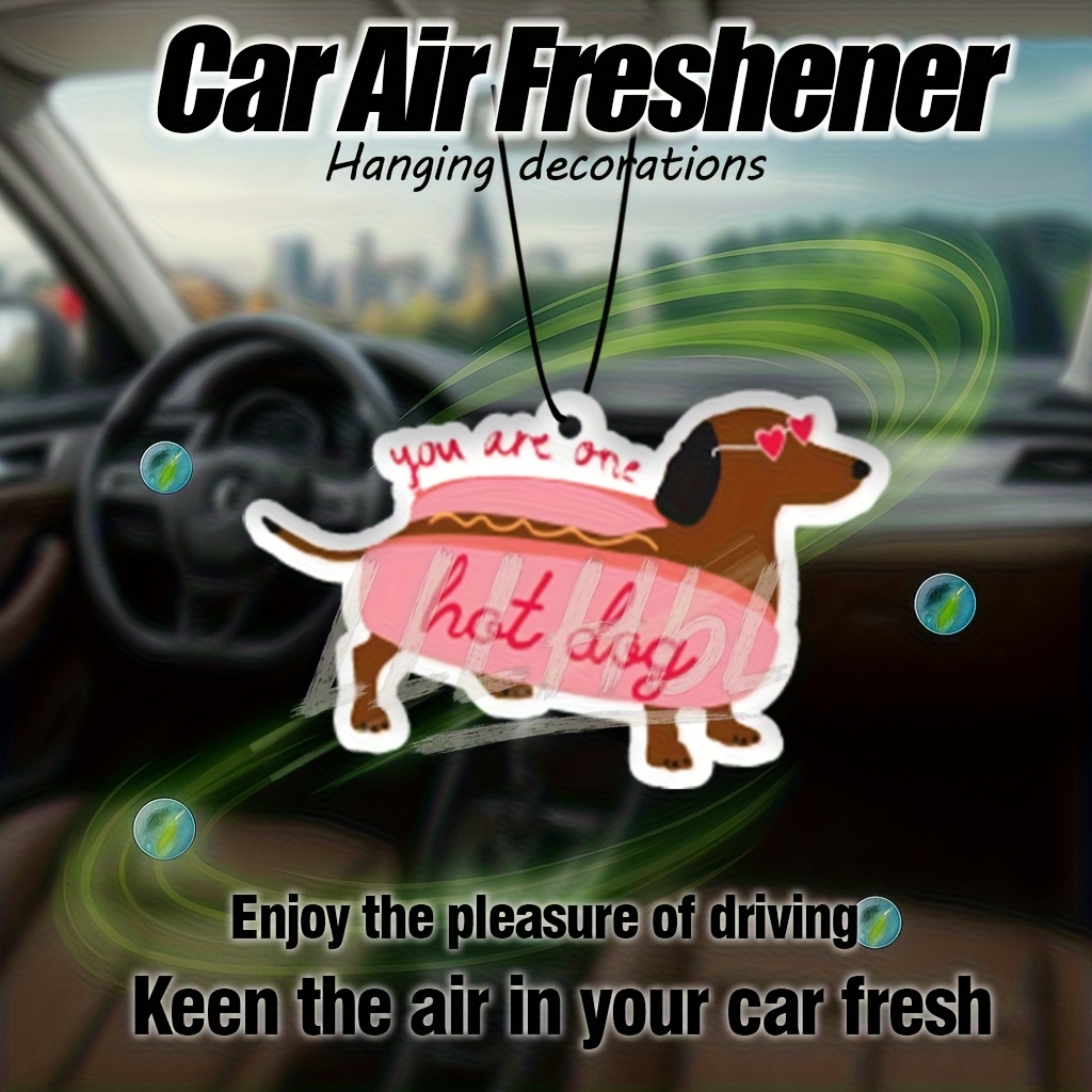 Cute Hot Dog Dachshund Car Air Fresheners - Hanging Rearview Mirror Scented Tablets, Cool Automotive Decor, Paper-based Vehicle Air Freshener, Gift For