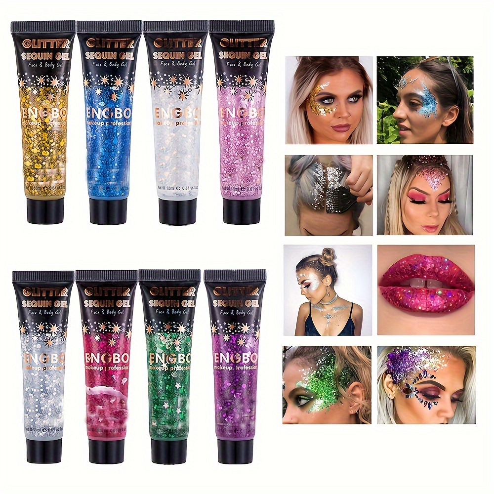 Purpurina holográfica de 12 colores para uñas, purpurina gruesa para ojos,  cara, cabello, cuerpo, maquillaje con purpurina para ojos, cosméticos (12