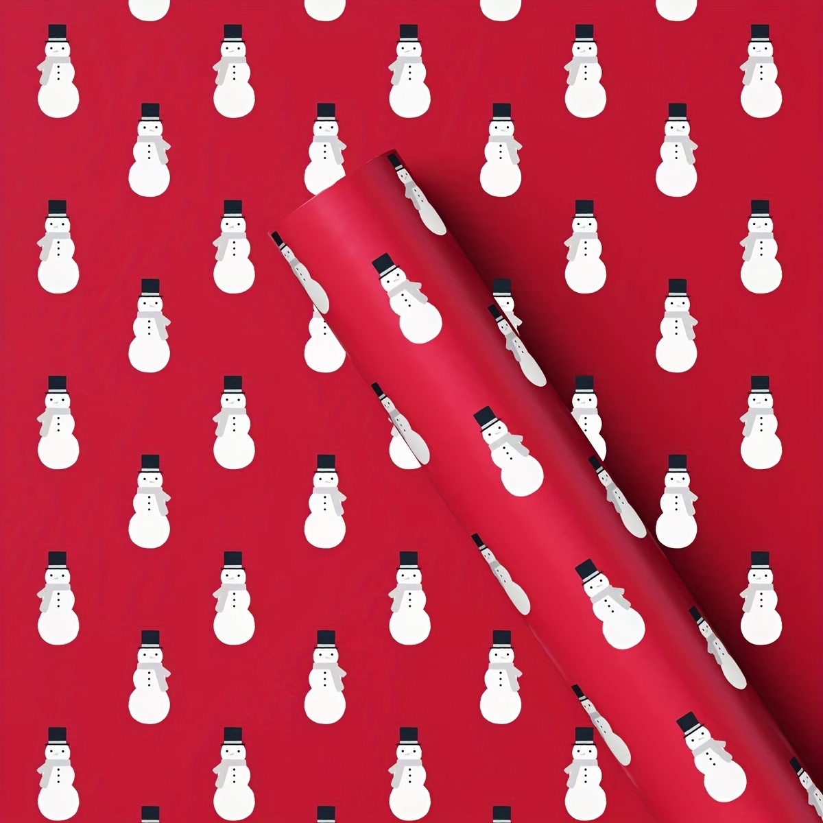 

50 Sq Ft With Tophats Christmas Gift Wrap Red