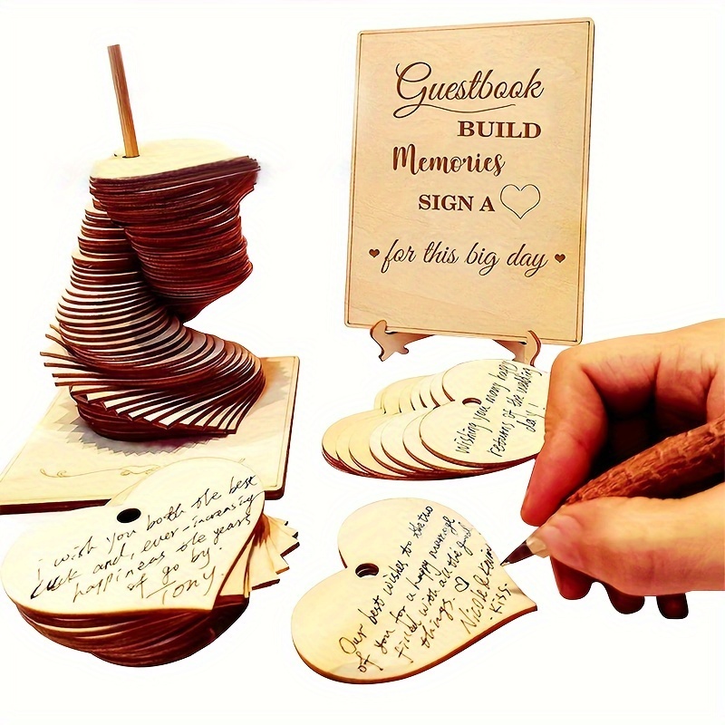 

72pcs Guestbook Kit | Universal For Weddings, Birthdays, Anniversaries & Graduations | Building Wooden Decor