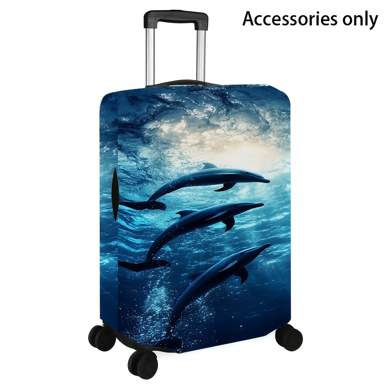 TEMU Travel Essentials Dolphin Patterned Luggage Cover, Accessories Only, Dustproof Elastic Travel Accessory For Spinner Luggage, Elastic Luggage