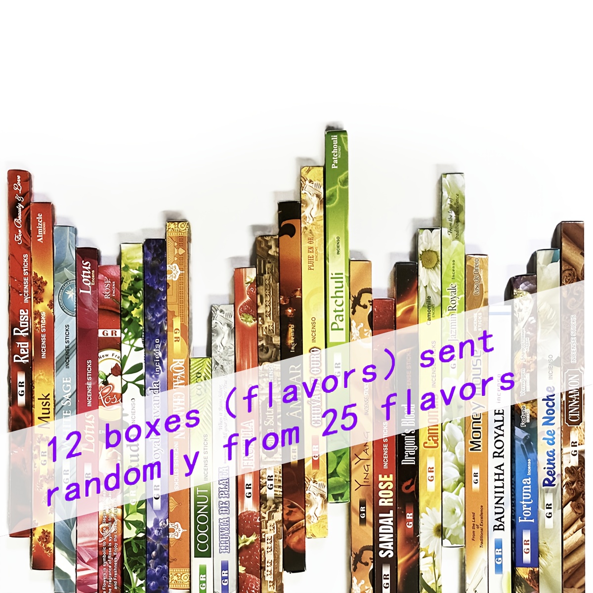 TEMU High-quality Handcrafted Mixed Incense Sticks For Yoga And Meditation - Refreshing Scents, 25 Or Of 12