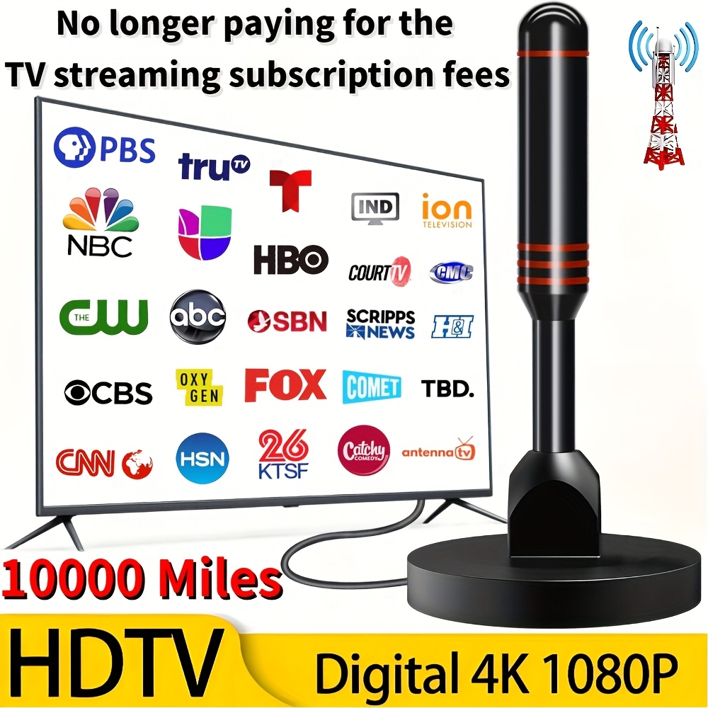 2025 Indoor TV Antenna With Magnetic Base - Long Range 360° Reception For Local HD Channels (Supports 8K/4K)