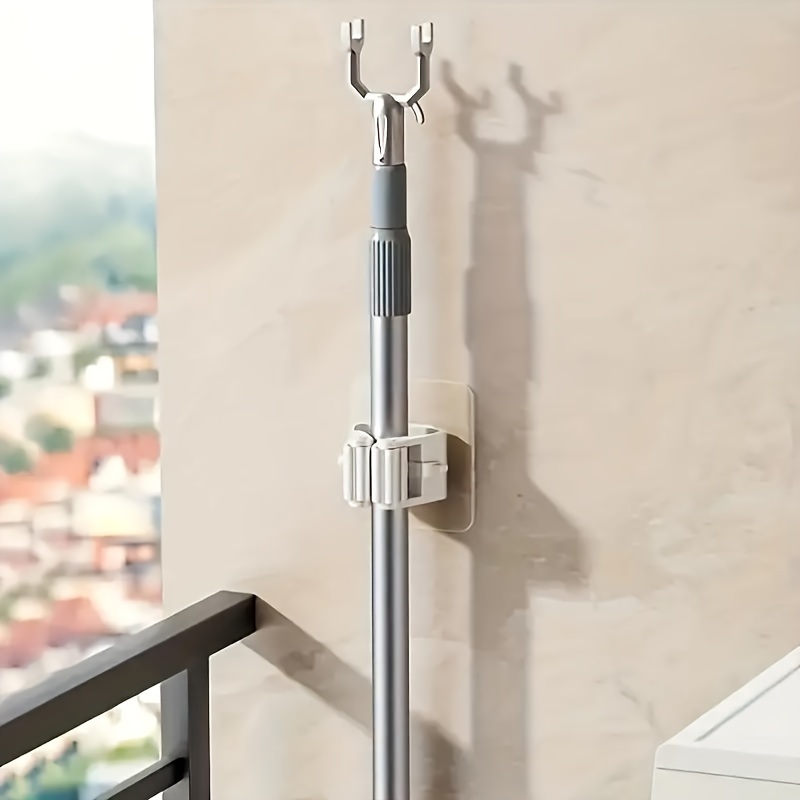 Set of 5 Easy Installation No-Drill Mop And Broom Holders - Durable Adhesive Wall-Mounted Storage Hooks for Organizing Bathrooms And Utility Areas, Utility Hooks