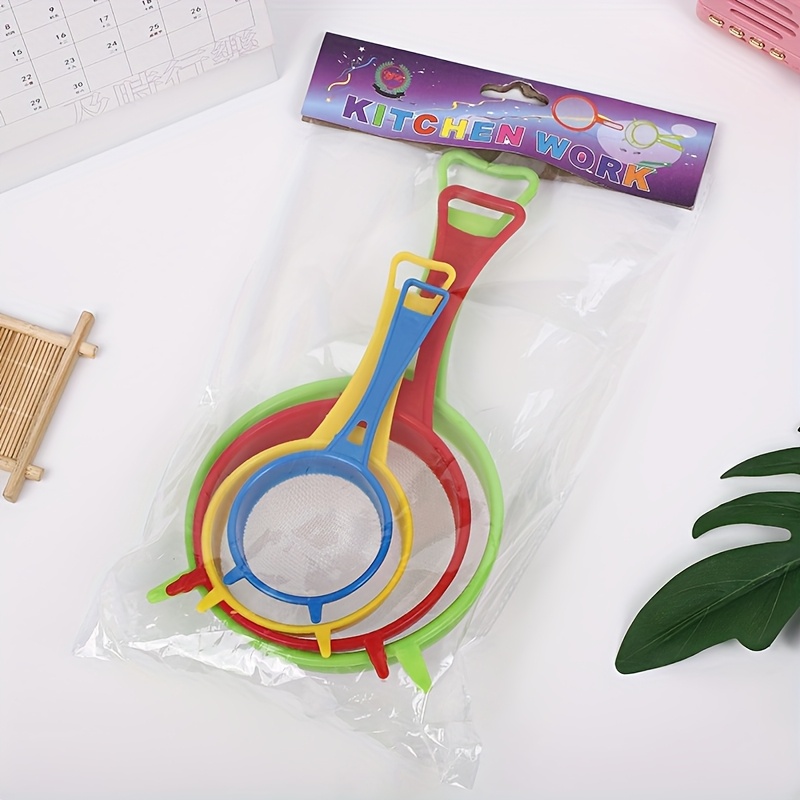 E-shop 4-teiliges Set mit Filtergitter, klassischem Fächergestell, Kunststoff-Handmehlsieb, Haushaltsfilter, Küchenbackgitter