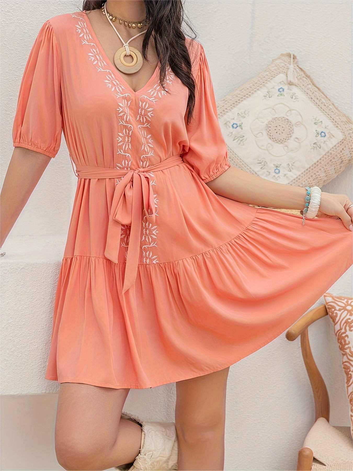 Peach colored best sale summer dresses