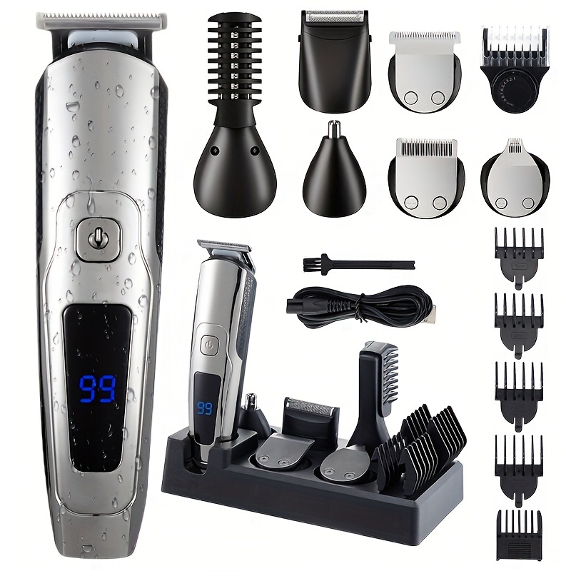 

6-in-1 Hair Clipper Trimmer Set, Usb Charging With Lcd Monitor, Beard Body Nose Ears Face Cutting Razor, Electric Razor All-in-one Beauty Kit, Gifts For Men, Father's Day Gift Father's Day Gift