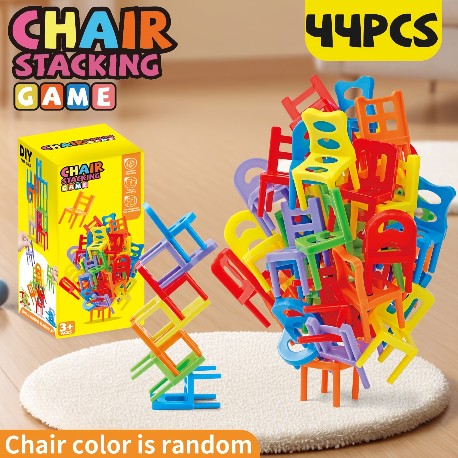 Stacking Game With 2.36-inch Stacking Chairs, An Interactive Toy For Gatherings, A Christmas/thanksgiving/new Year's Gift (with Random Styles And Colors).
