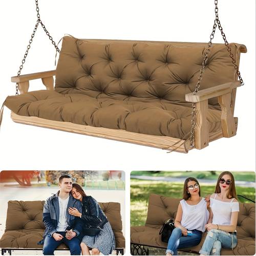 porch swing cushions with backrest inch x thicken 5 filled with pp cotton 2 3 seater bench pad replacement cushions with ties for outdoor patio garden furniture