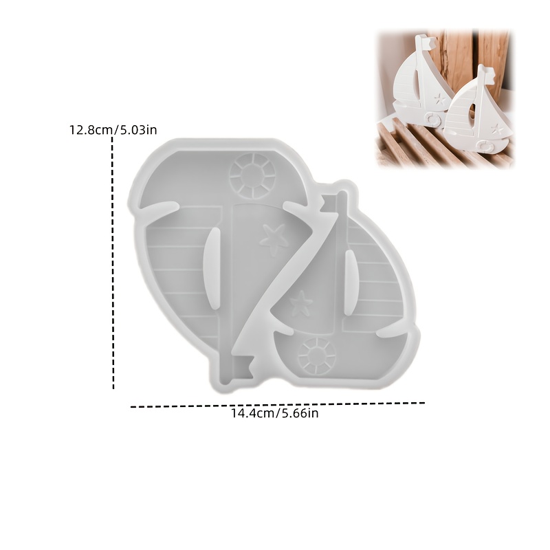 E-shop DIY Gips Silikonform 2 aufeinanderfolgende Segelboote Tonformen DIY Schwimmkreis/Seestern Reliefmuster Segelschiff Kerzenform Handgemachte Gips