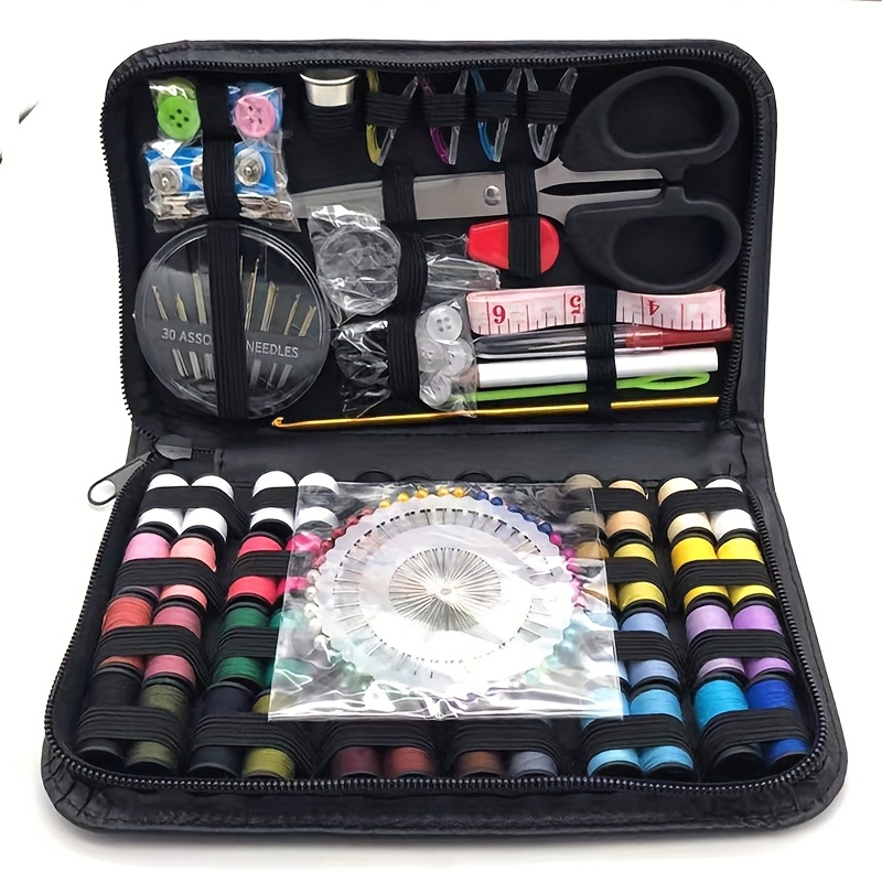 172pcs Portable Sewing Kit With Colorful Buttons, Scissors & Leather Case - Multifunctional Diy Needlework Set For Home And Travel