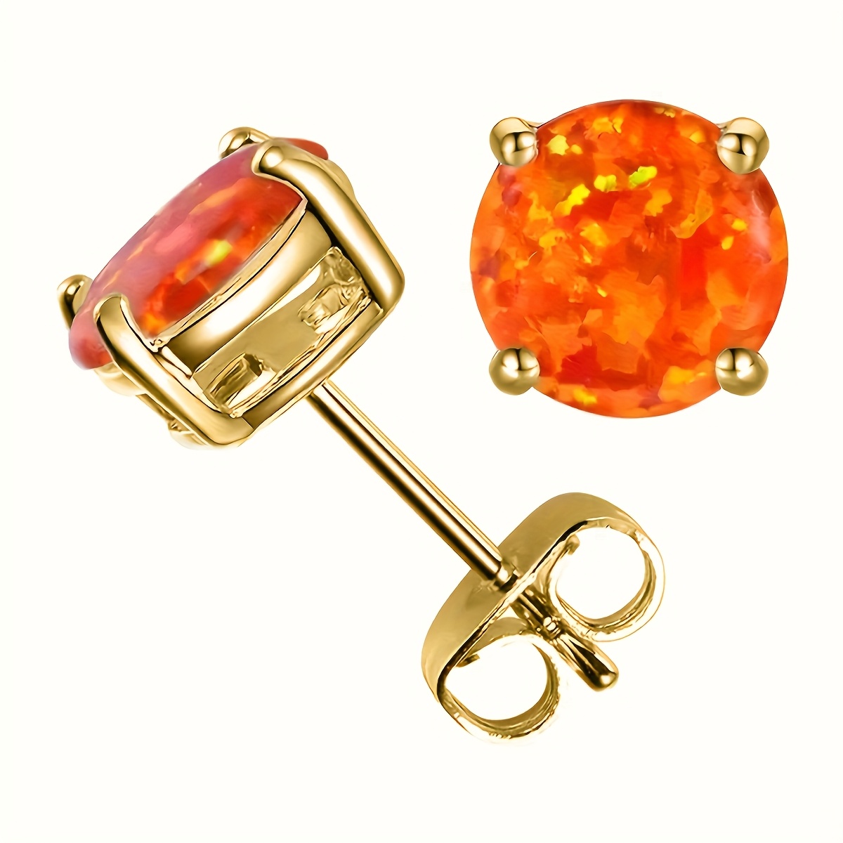 TEMU Luxurious And Fashionable Women's Everyday Casual Multicolor Opal Stud Earrings - A Pair Of Exquisite Accessories, Gift Or Romantic Present, Versatile And Beautiful Jewelry For Personal Use