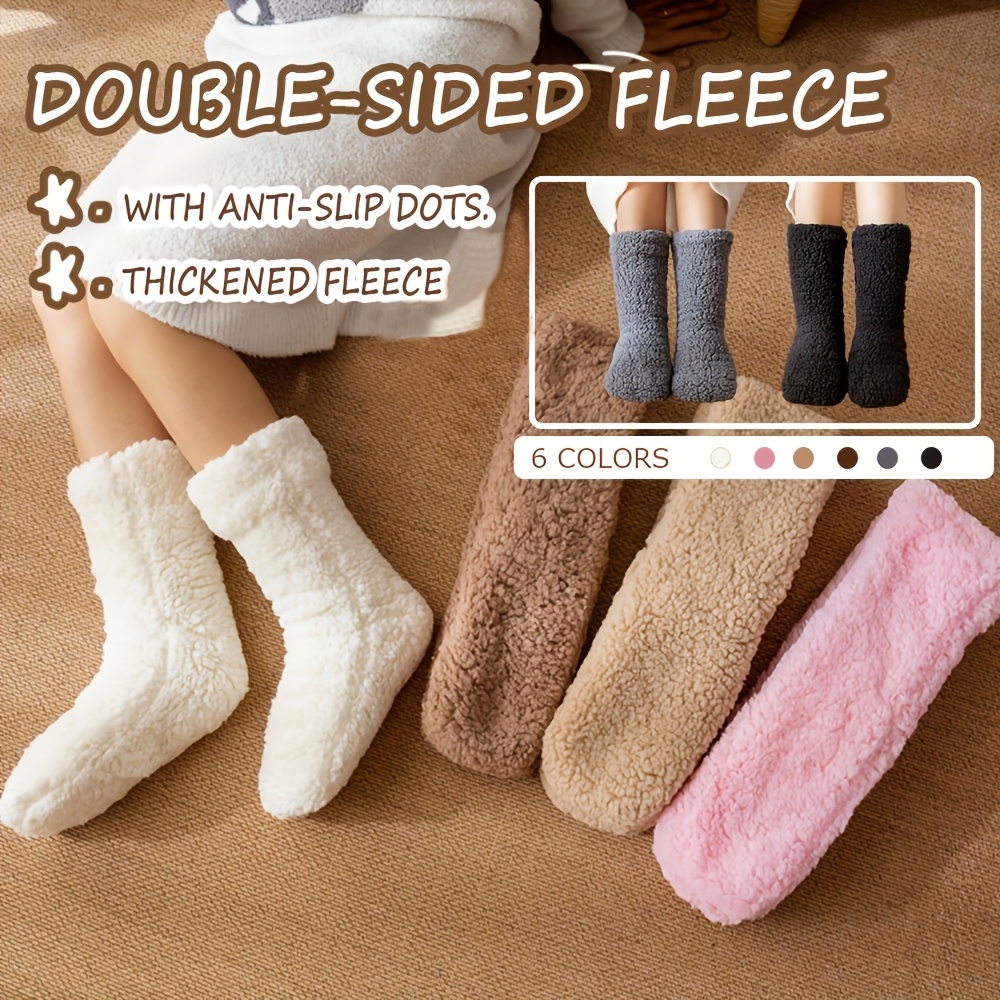 DYW Women Winter Thick Slipper Socks With Grippers Non Slip