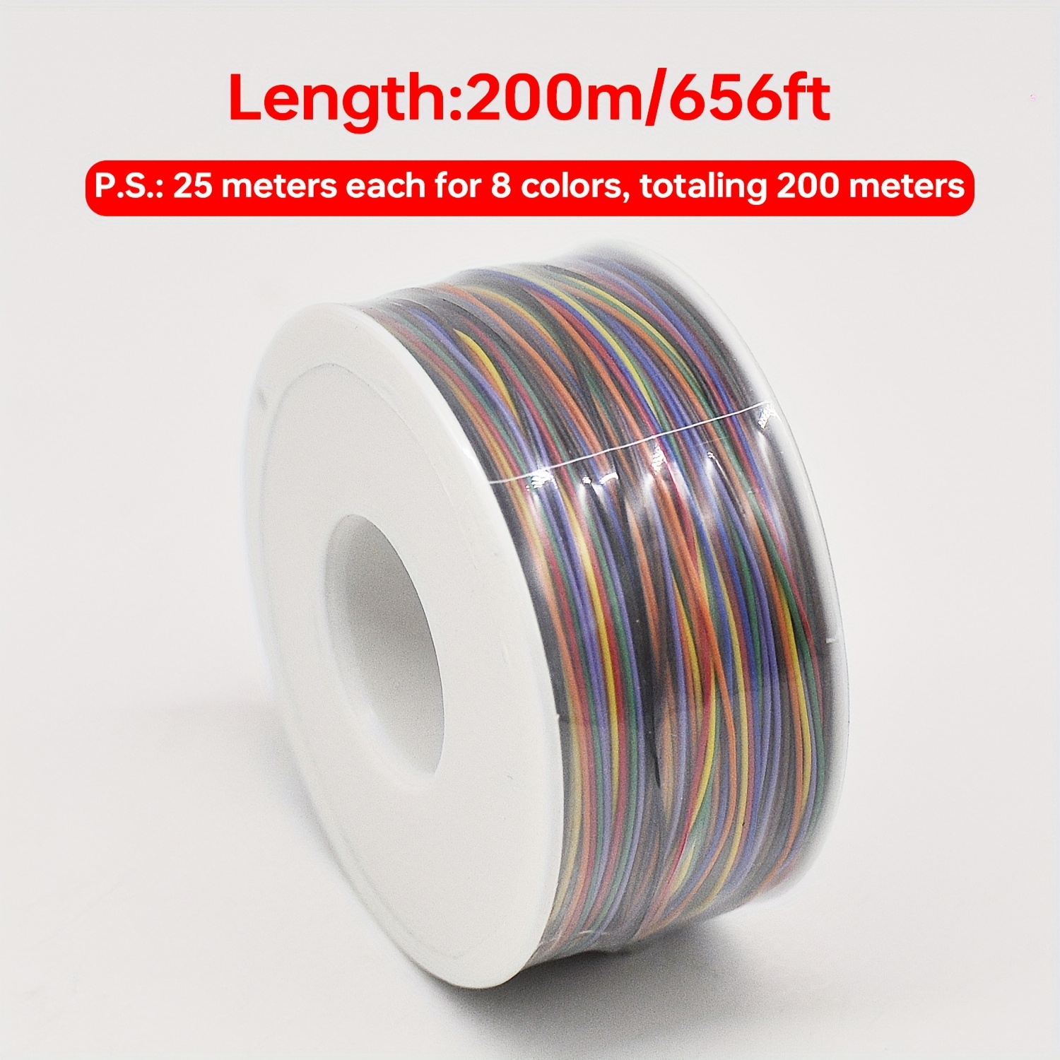 8-color 200m Solid Cable Wrapping Electronic Wire, 30 Awg Single Core, Wire Jumper Wire Pvc Electronic Conductor Wire