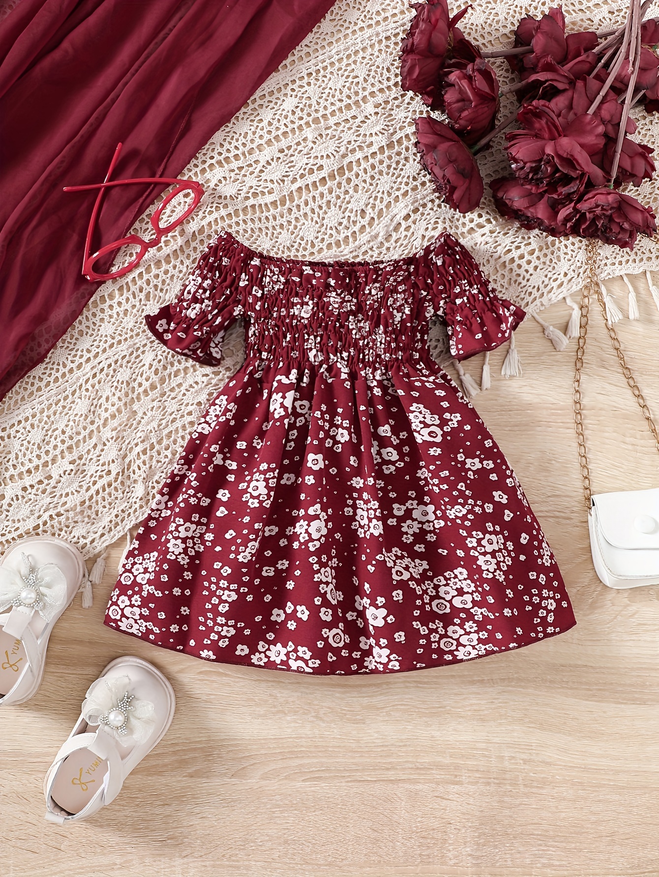 Baby Girl All Over Floral Print Boho Splicing Cami Dress