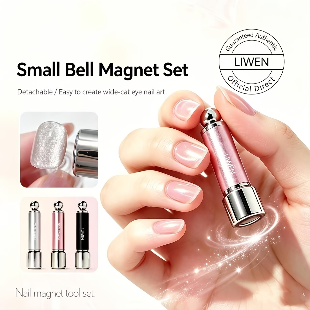 TEMU Small Bell Super Large Strong Cylindrical Cat Eye Magnetic Overlord Glass Bead Cat Eye Nail Art Magnet Tool