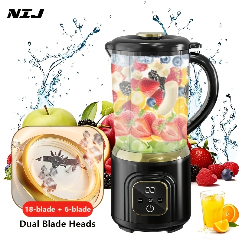 Image of Nij 1l Dual-blade Small Home Fruit Juicer, 7.4v Mini Ice Crusher With Led Display Mixer, Usb Rechargeable Portable Blender For Smoothies And Shakes, Fresh Juice - Compact Juicer For Instant Nutrition