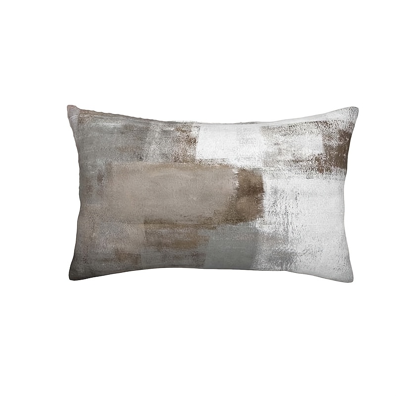 

Modern Abstract Art Throw Cover, 12x20 Inch - Soft Polyester, Brown & Grey Taupe, Zip Closure, Machine Washable For Couch & Sofa Decor ( Not Included)