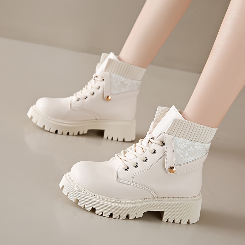 Winter Boots White Ankle Boots Size Women's Winter Knitted Ankle