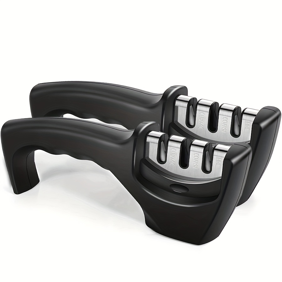 2pcs. Professional Manual Knife Sharpener, Three-stage Sharpening, Non-slip Handle, Easy To Operate, Suitable For Chefs, Families, Outdoor Camping, Can Sharpen Knives