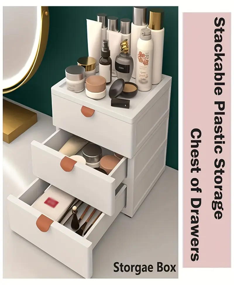 modern white stackable plastic storage drawers 2 3 4 tier organizer for cosmetics jewelry office supplies bathroom essentials high quality with drawers office organizer modern minimalist durable construction bathroom organizers and storage Product details 1