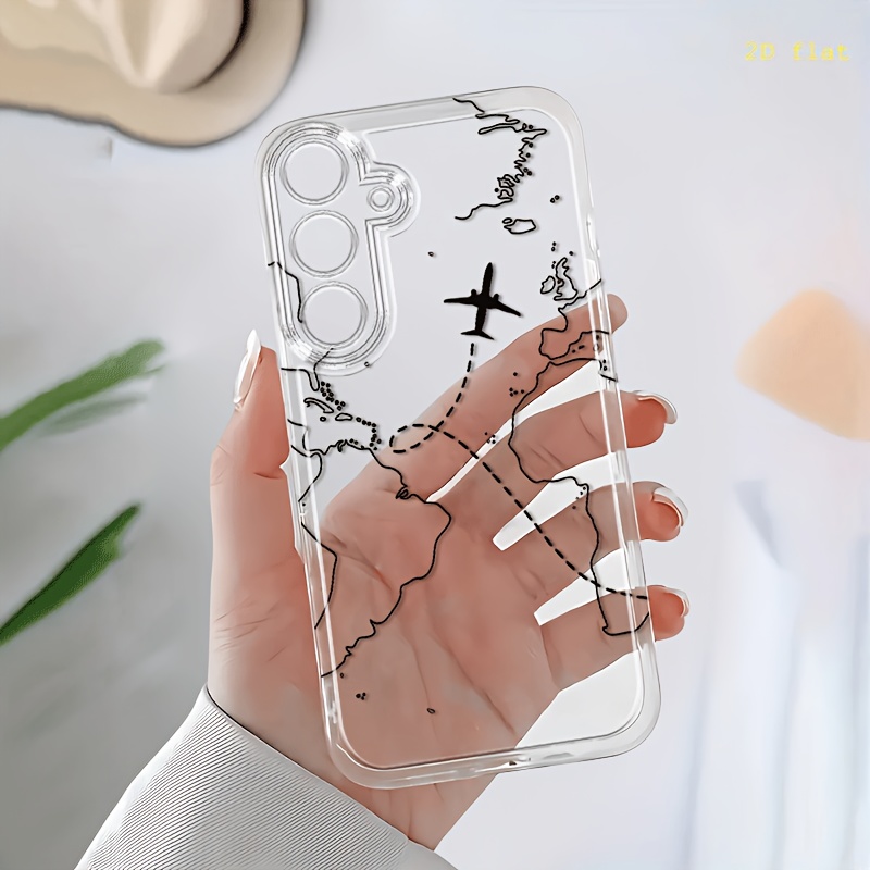 TEMU Phone Case: Flight Route Phone Case, Suitable For Galaxy A02 A03s A04 A05s A06 A13 A14 A15 A16 5g A21s, Cartoon Transparent Drop-proof