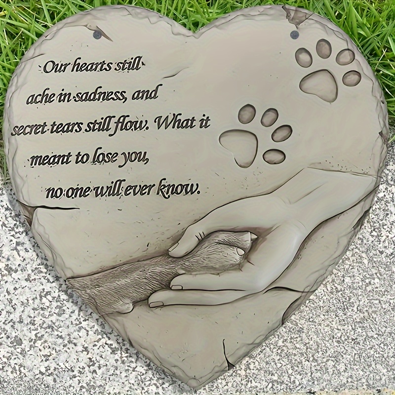 

Heart-shaped Pet Memorial Stone For Dogs & Cats - 6.3" Resin Grave Marker, Sympathy Gift For Loss Of Beloved Animal, Perfect For Yard Or Lawn