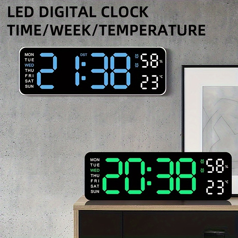 

Timess Digital Wall Clock With Large Led Display Screen, Temperature And Humidity Display, Automatic Photosensitivity, Can Be Hung And Placed On The Desktop, Can Be Placed In The Living Room, Bedroom